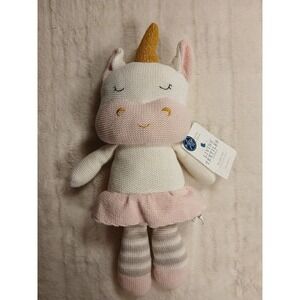 Living Textiles Baby Knit 14" Kenzie Unicorn Plush Toy w/Rattle Crochet ‎ Lovey
